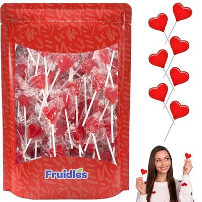 30-Count Lollipops Mini Red Heart Shaped Strawberry Flavored Individually Wra...