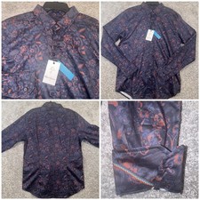 Robert Graham Andson Tailored Fit Button Down Shirt Navy Floral Print Mens M NEW