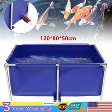 Blue Cuboid Canvas Fish Pond Aquarium Fish Water Tank Coating Koi Breeding Pond