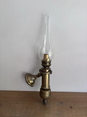 Applique Marine en Laiton Foresti & Suardi Style Lampe à Pétrole Vintage - Photo 1/4