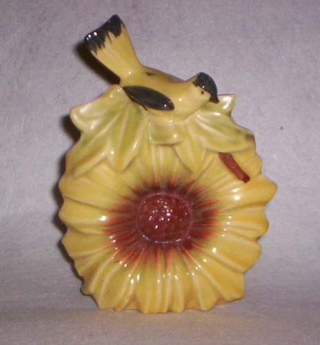 Vintage McCoy Pottery Wall Pocket  Yellow Bird on Sunflower