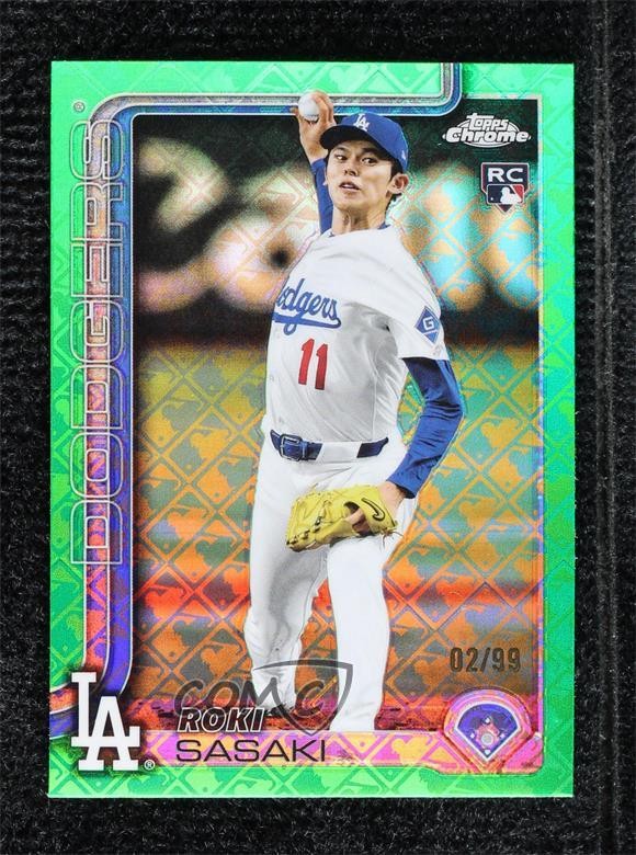 2025 Topps Chrome Logofractor Edition Green Refractor 2/99 Roki Sasaki #217 i6e