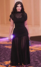 Zara New Women Combined Draped Contrast Tulle Midi Dress Size M