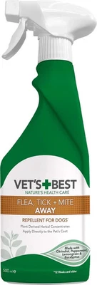 Vet's Best Flea Tick and Mite Flea Treatment Spray for Dogs Plant Based 500ml UK
