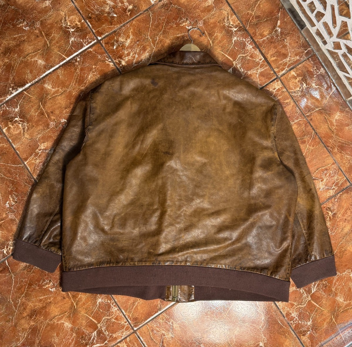 Polo Ralph Lauren Type A-2 patina leather bomber jacket vintage