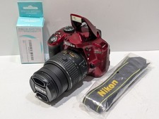 MINT Nikon D3300 24.2MP Digital DSLR Red Camera w 18-55mm Lens Strap 4K Shutter