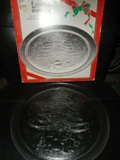 VINTAGE LES VERRERIES DE SAINT GOBAIN DURALEX 13" GLASS PLATTER CHRISTMAS TREE