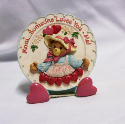 MINI-PLATE DIMENSIONALS Paula's Collectible Mom's Plate in Holder w/Hearts (A2)