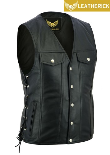 Men Denim Style Motorcycle Biker Top 