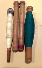 Vintage Textile Mill Spindles / Bobbins Wood Carolina Mills Wood FREE SHIP