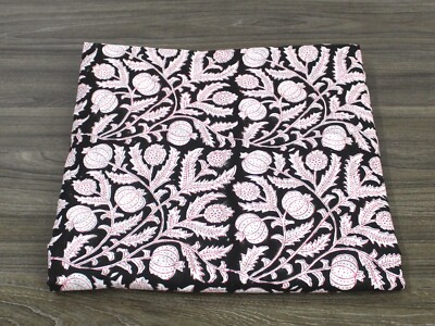 Indisches Schwarzes Floral Handblockstoff Kleidungsstoff Vorhangstoff 7 Yards