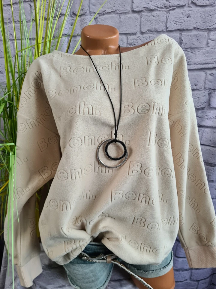 Bench Damen Sweatshirt Pullover Pulli Beige Logoaufdruck Gr. 32/34–40/42 (912) - Bild 3 von 4