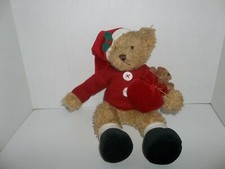 russ berrie christmas sammy santa teddy bear plush 9" tall