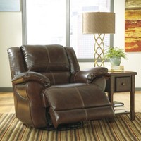 Ashley Furniture Lenoris Leather Swivel Power Recliner In Coffee on sale Ashley Furniture Lenoris Leather Swivel Power Recliner In Coffee on sale
