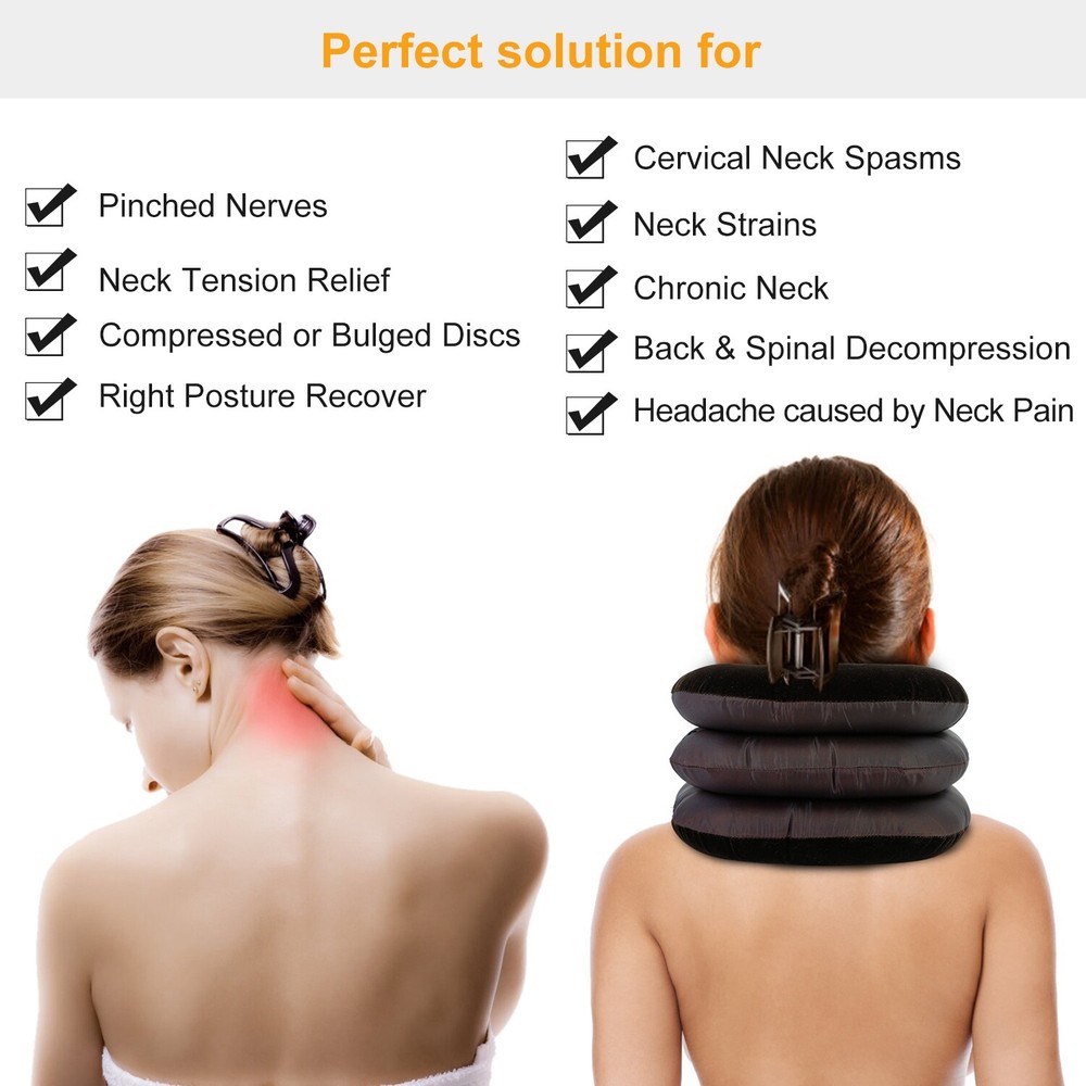 Inflatable Travel Pillow for Airplane – Neck and Spine Support with Pump  
