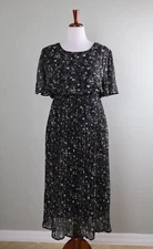 BALTIC BORN NWT $79 Belfast Black Floral Lined Pleated Midi Dress Size 1XL