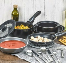 3 Pcs Black Ceramic Induction Cookware Sets Stackable Detachable Handle Pots Pan