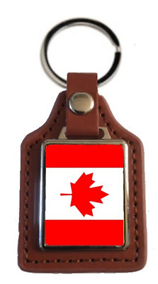 Canada Brown Leather Square Key Fob In A Velvet Gift Bag | eBay UK