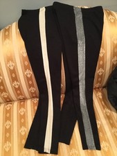 Only Hearts NYC METALLIC Side Stripe LEGGING Tuxedo Black/Gunmetal Silver XS