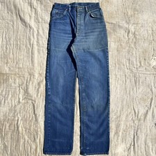 Vintage 70s Lee Riders Jeans Women  s 26x33 Whisker Fade Workwear Farm Denim