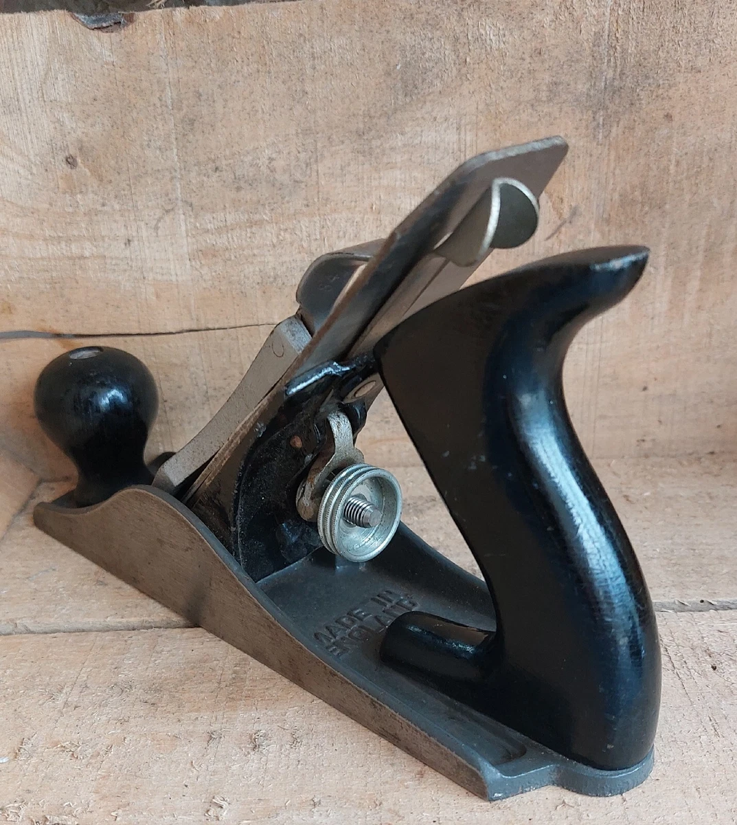 Antique Stanley Handyman Planer Wooden Handles Made In England Old Tool