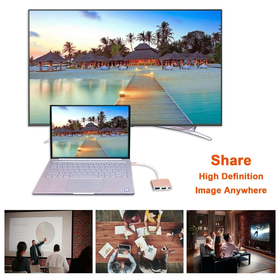 For LG G5/G6/G7/G8 V30/V40/V50/V60 Phone to HDMI Mirror Type-C Cable ConverterFo - Image 2 of 4