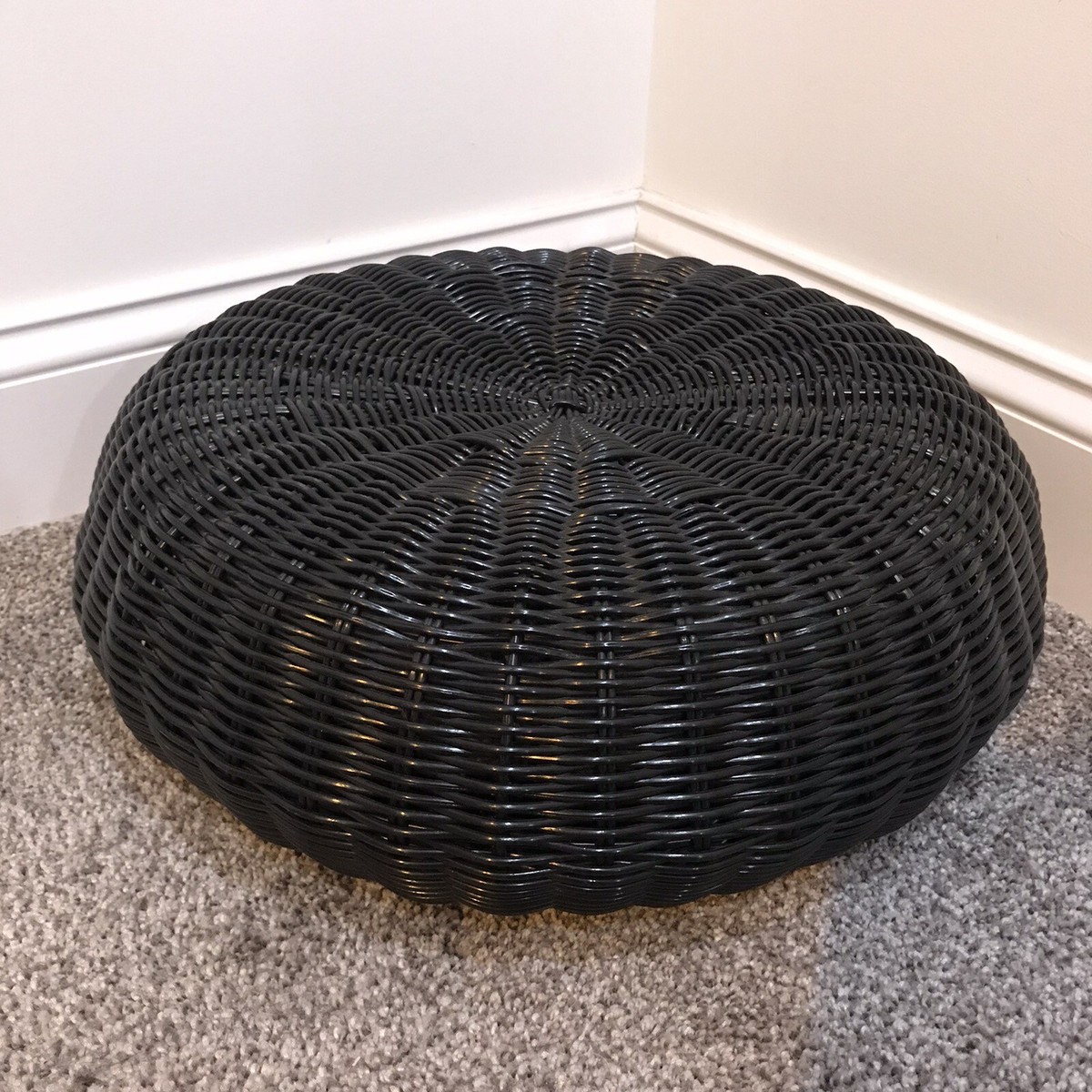 Coffee Table Ikea Round Rattan Stool Vintage IKEA Black Woven