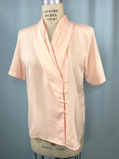 Vintage Bouse short sleeve SIZE 8 LARGE peach pink Yves St Clair 80s 90s
