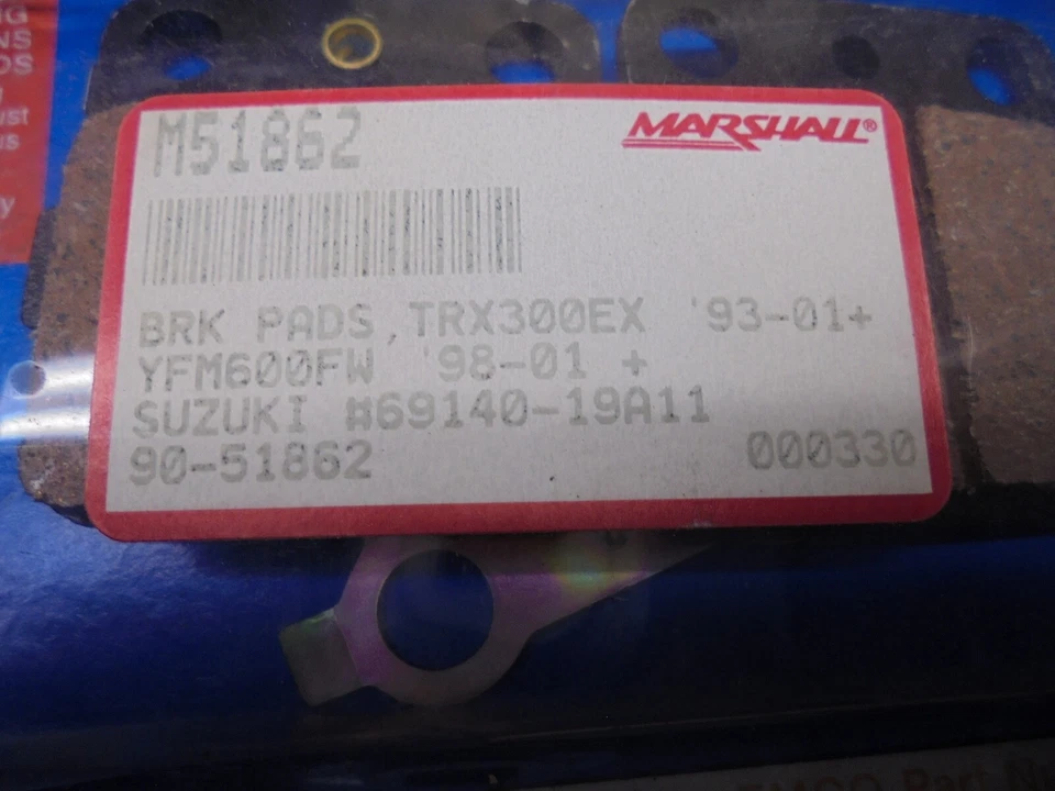 90-51862 Brake Pad Emgo M51862 Honda ATV TRX300EX TRX300 EX TRX 300 1993-2001 + - Image 2 of 2