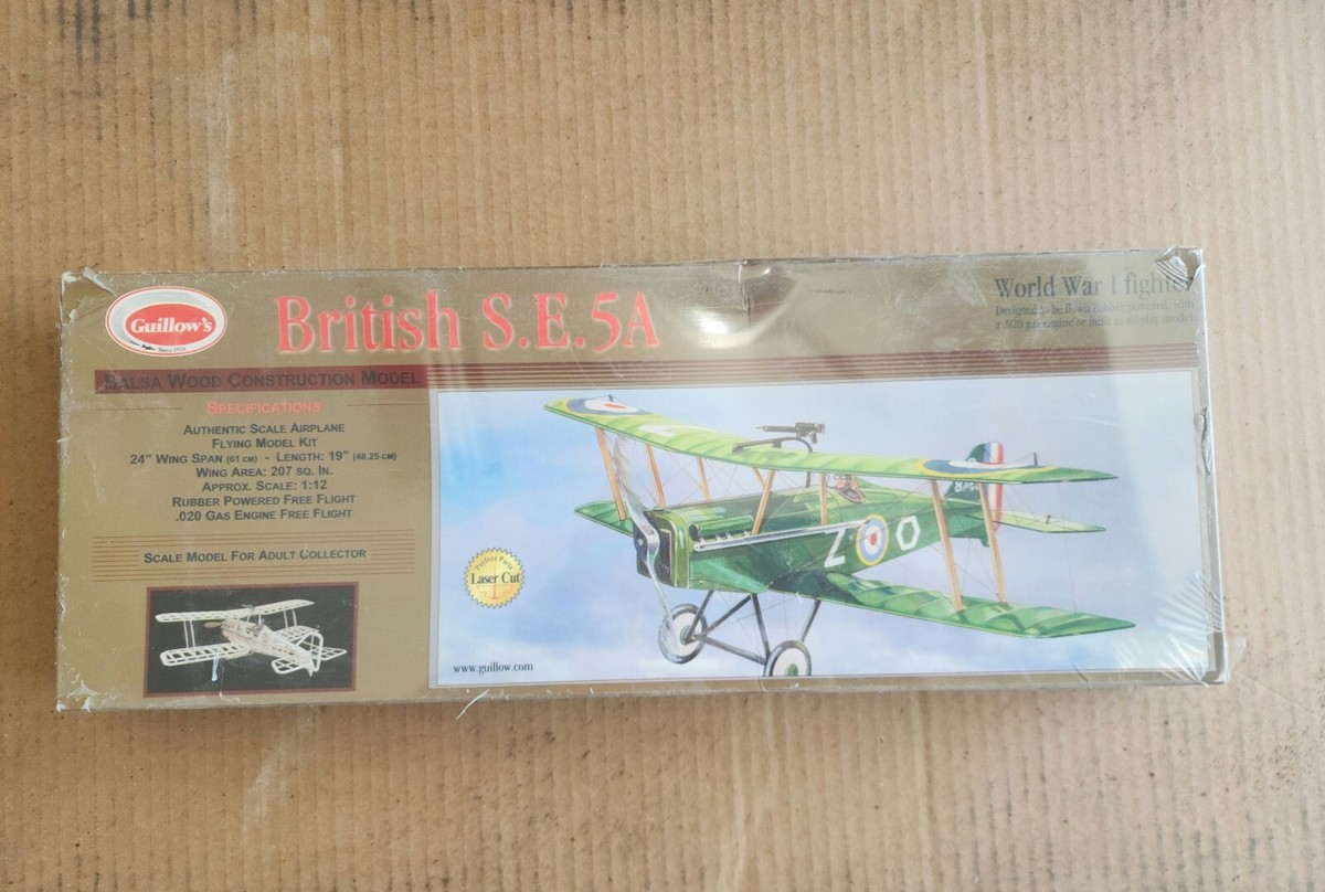 Kit Maquette Volante Guillow's SE-5 – Avion Britannique, Balsa, 18 Pouces