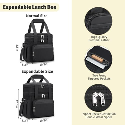 Insulated Lunch Bag & Lunch Box for Men - Double Deck Reusable Lunch Bag for Wom - Picture 8 of 11