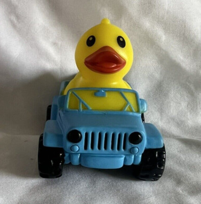 Yellow Rubber Duck in a Blue Squeaking Jeep Ducking 2.8'' Dashboard Ornament
