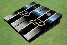 Purdue University Field Long Strip Matching Black Themed Cornhole Boards