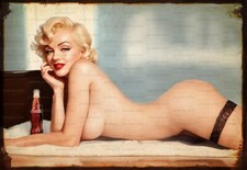 Tin Metal Plaque Nude Female  Coca Cola Marilyn Mancave Tiki Bar Shed Sign 255T
