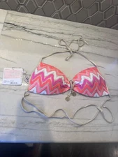 NWT Luli Fama Flamingo Beach Bandeau Halter Bikini Top-L