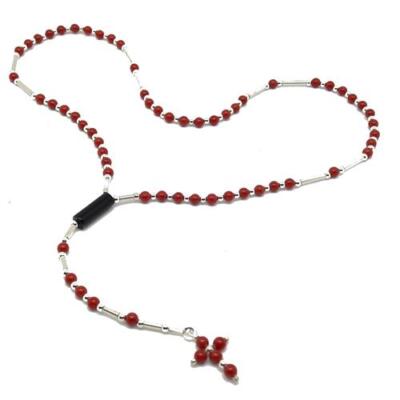 Korallen von Sardinien Rosenkranz rote Koralle Kugeln 4mm schwarze Koralle 5x15m Röhre