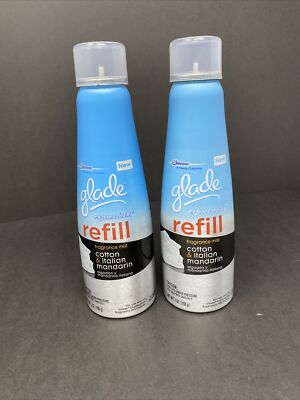 Lot Of 2 Glade Expressions (7oz) Cotton & Italian Mandarin Refill Fragrance Mist