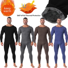 Mens Brushed Top & Bottom Soft Fleece Lined Long Johns Thermal Underwear 2/1 Set