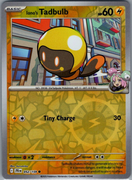 Iono's Tadbulb 052/159 - Reverse Holo - Journey Together  - NM/M