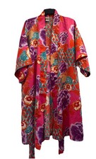 Natori Women s Asian Geisha Design Floral Kimono Silky Robe Multicolor Sz L