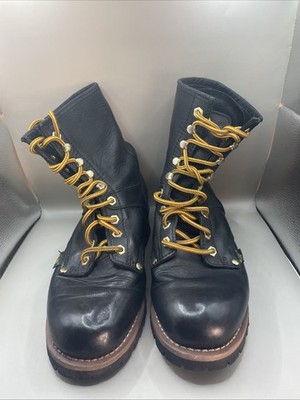 Ad Tec Logger Work Boots Mens 10 M Black Leather Lug Sole  display picture 2