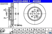 2X Bremsscheibe ATE 24.0122-0282.1 2 Bremsscheiben Vorderachse Vorne FüR Suzuki