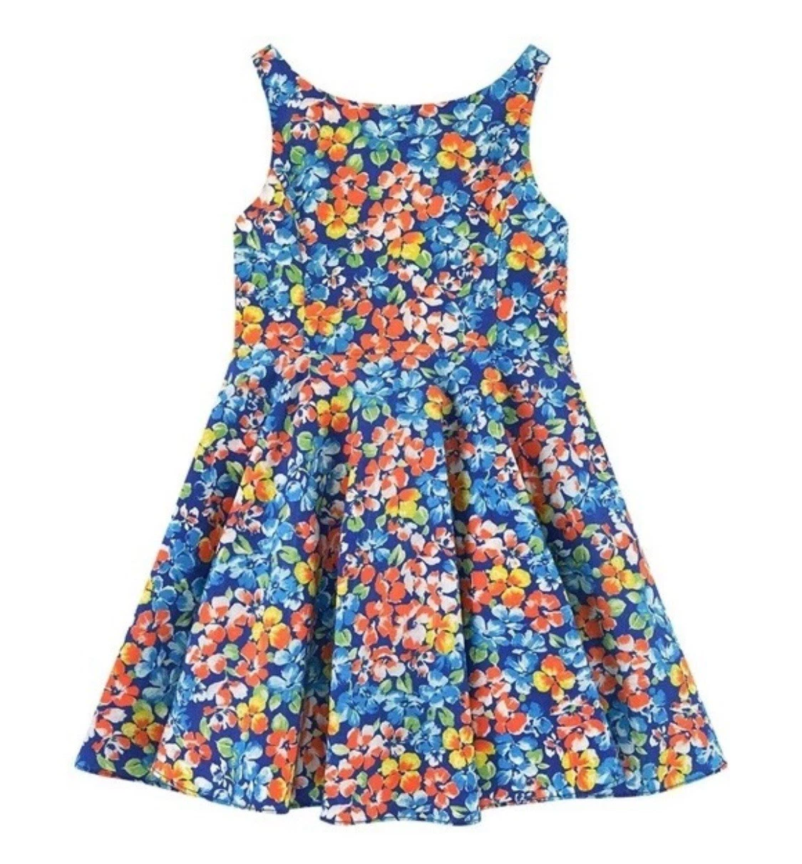 Ralph Lauren Girls Size 10 Floral Sundress Blue Red Yellow Green