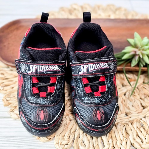 🕷 Youth 8 Spider-Man Light Up Sneakers | Web Slinger Shoes Hook & Loop - Picture 2 of 7