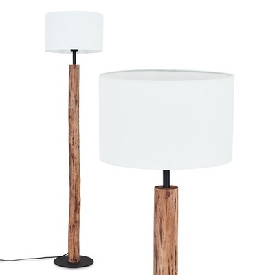 HOFSTEIN Tubione Stehlampe aus Metall/Eukalyptusholz Stehleuchte Boho-Design
