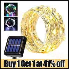 Solar LED Lights Waterproof Copper String Fairy Christmas Wedding Party Garden