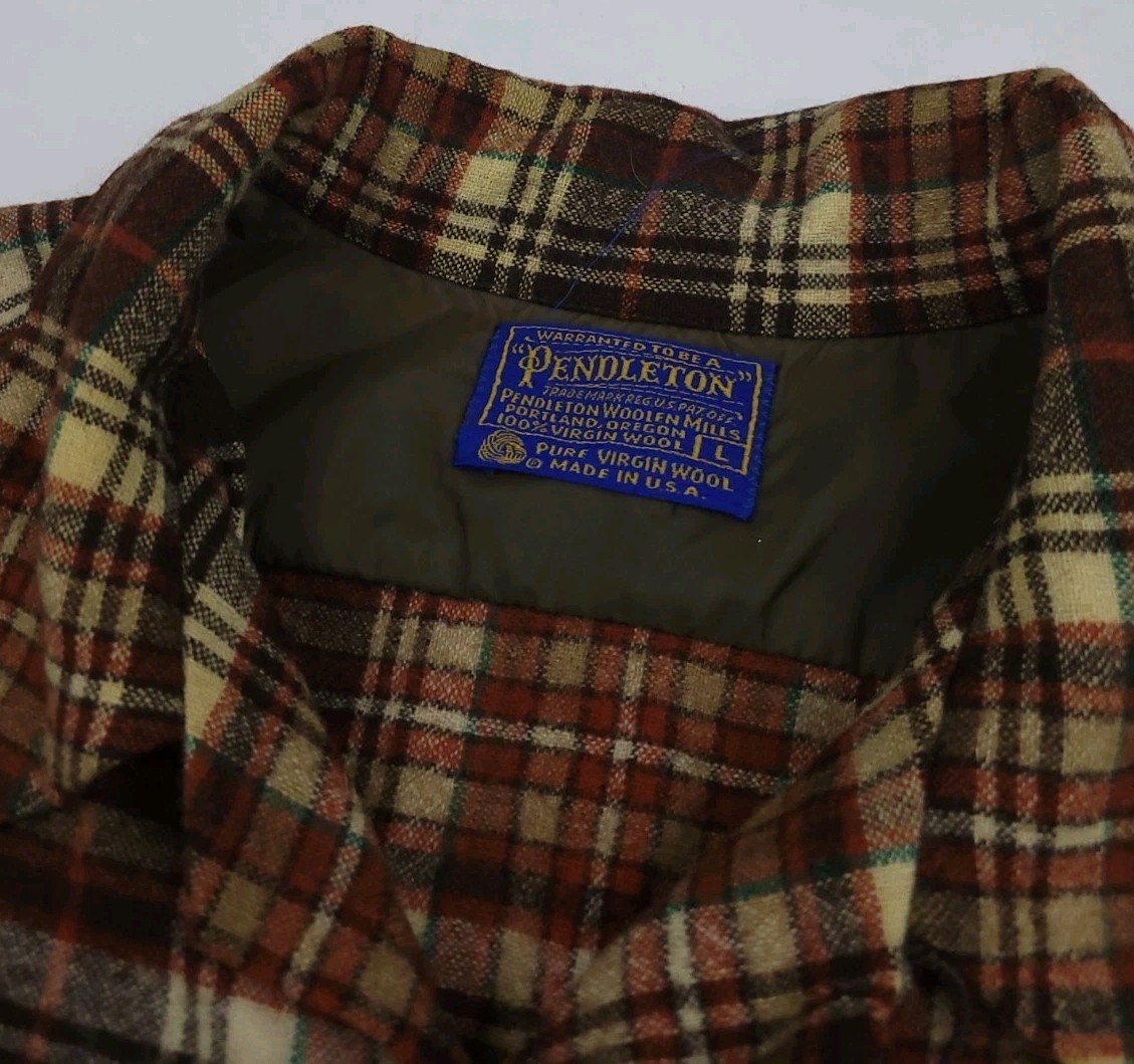Vintage Pendleton Wool Loop Collar Brown Plaid Bu… - image 4