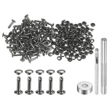 100 Sets Leather Rivets 6mm x 12mm Metal with 3 Setter Tools Gunmetal