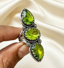Fabulous Peridot Gemstone Handmade 925 Sterling Silver Jewelry Ring All Size
