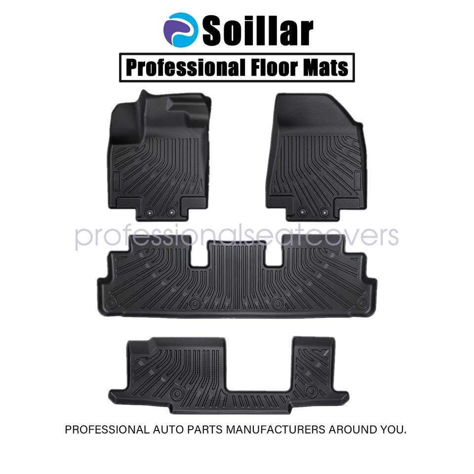 3D Floor Mats TPE For 2022-2025 Nissan Pathfinder 8 Seats/Infiniti QX60 7 Seats - Изображение 2 из 4